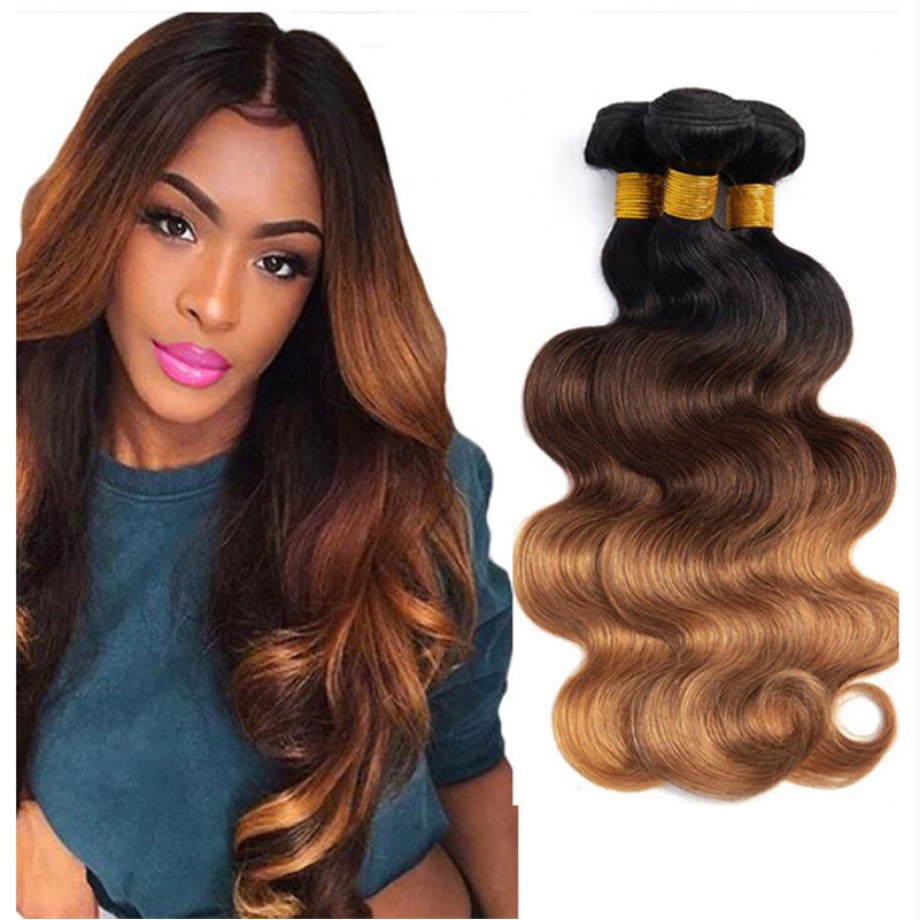 Ombre Hair | Black And Brown Color | Straight Bundles Deal - Uglam
